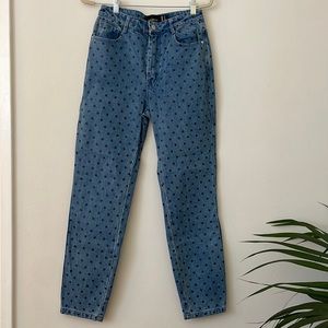 Tainted Love polka dot blue jeans by Mossman